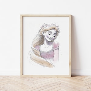 Rapunzel Watercolor Art Print: Tangled Nursery Decor (Digital Download)