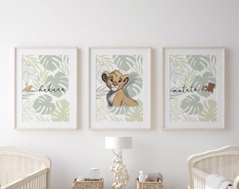 Lion King Boho Wall Art, Instant Download, Set of 3, Animal Nursery Print, Wall Decor Safari Nursery Wall Prints, Simba Boho Nursery Art