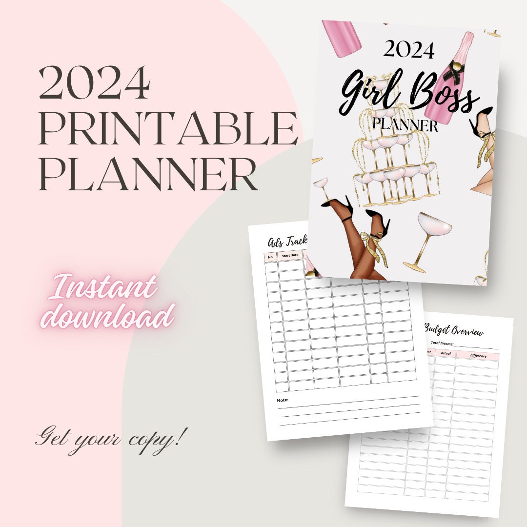 2024 Girl Boss Planner Printable Boss Babe Planner PDF Calendar Planner