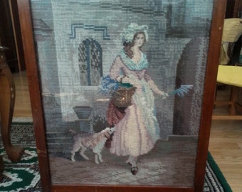 Vintage tapestry fire screen