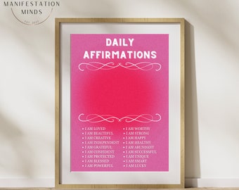 Daily Self Affirmations Printable PDF Positive Quotes Wall Art ...