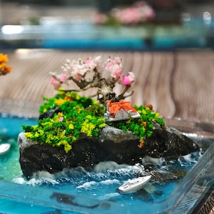 Modelo de resina epoxi personalizado n.º 2: paisaje en miniatura con temática oceánica. Arte de resina hecho a mano, perfecto para decoración del hogar, regalos o artículos coleccionables únicos.