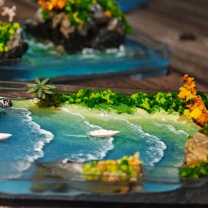 Modelo de resina epoxi personalizado n.º 4: paisaje en miniatura con temática oceánica. Arte de resina hecho a mano para la decoración del hogar. Perfecto para regalar. ¡Duradero y único!