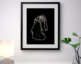 Customizable Line Drawing - Couples Line Drawing - Family Line Drawing - Custom Line Drawing - Anniversary Gift - Digital Print