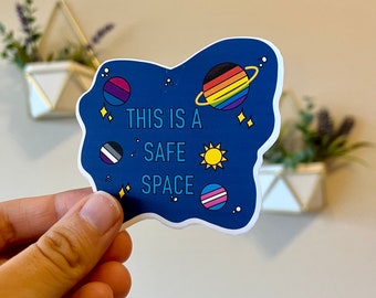 LQGBTQIA+ Sticker - This is a Safe Space - Inclusion Sticker - Good Vibes Sticker - Positive Vibe Sticker - Laptop Sticker