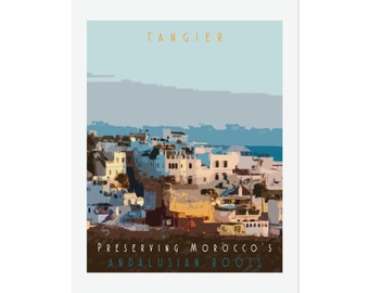 Tanger Marokko Reiseplakat, Retro Wandkunst, bezauberndes Haus und Büro Dekor, perfektes Geschenk für Weltreisende