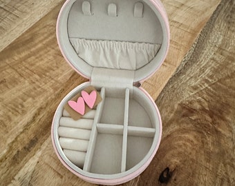 Valentine Gift Set, Travel Jewelry box and Handmade Clay Heart Earrings~  Clay Earrings, Valentine heart Earrings and jewelry box included
