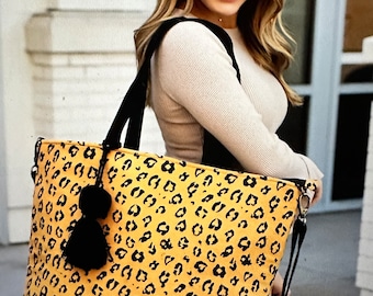 Leopard Print Tote, Great for Summer Travel, Beach, Gym, Lake, Cruise, Camo Print Tote, Great gift idea