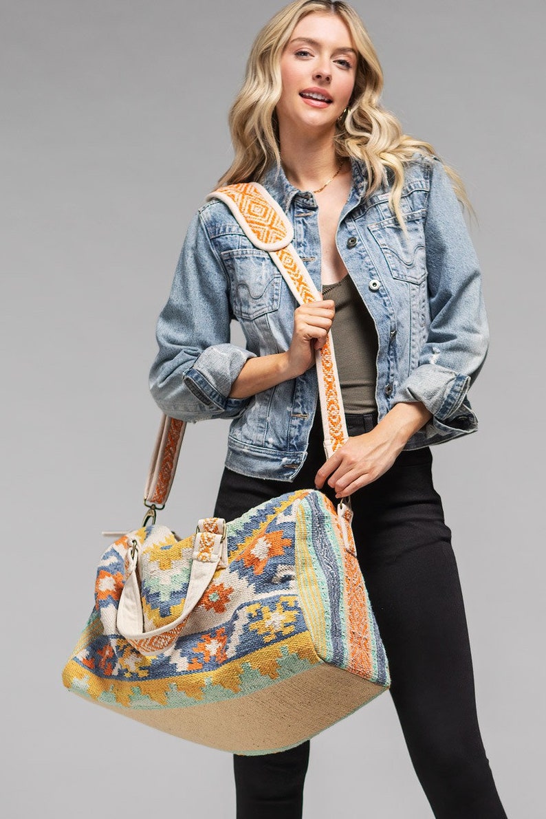 Sicilian Ethnic Weekender duffel Bag, gym bag, Beach bag, diaper bag, travel bag, western duffel bag, Beach bag image 9