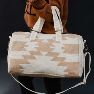 Handmade Neutral tan and cream aztec Duffel Bag, Weekender Bag, Beach bag, travel bag, western duffel bag, Great for Travel or a GIFT!
