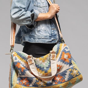 Sicilian Ethnic Weekender duffel Bag, gym bag, Beach bag, diaper bag, travel bag, western duffel bag, Beach bag image 7