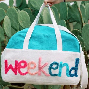 Aqua Duffle Weekender Duffel Bag, Teen GREAT GIFT!!! travel bag, Bright colored duffel bag, Great for Holiday Travel Senior Gift Beach river