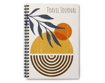 Boho Travel Journal Spiral Notebook - Ruled Line, Adventure Journal, Wanderlust, Memory Journal, Travel Guide, World Travel Journal