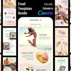 メールテンプレートバンドル Nesletter 販売 ようこそ Canva Mailchimp Klaviyo Flodesk ブログ マーケティング ありがとう 製品 美容 ヨガ ファッション 夏