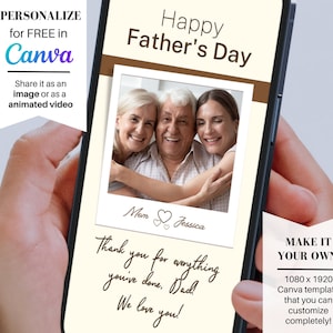 父の日おめでとうメッセージカード デジタル携帯電話 SMS MMS テキストアプリ インスタントCanvaテンプレート パーソナライズ カスタマイズ