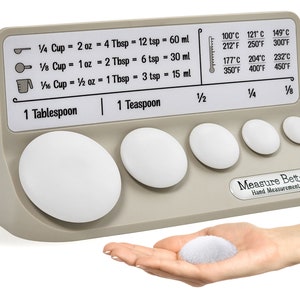 Measure Better - Kitchen Conversion Chart - With Visual Reference For Pouring Spices In Palm of Hand - Measuring Spoon Alternative
