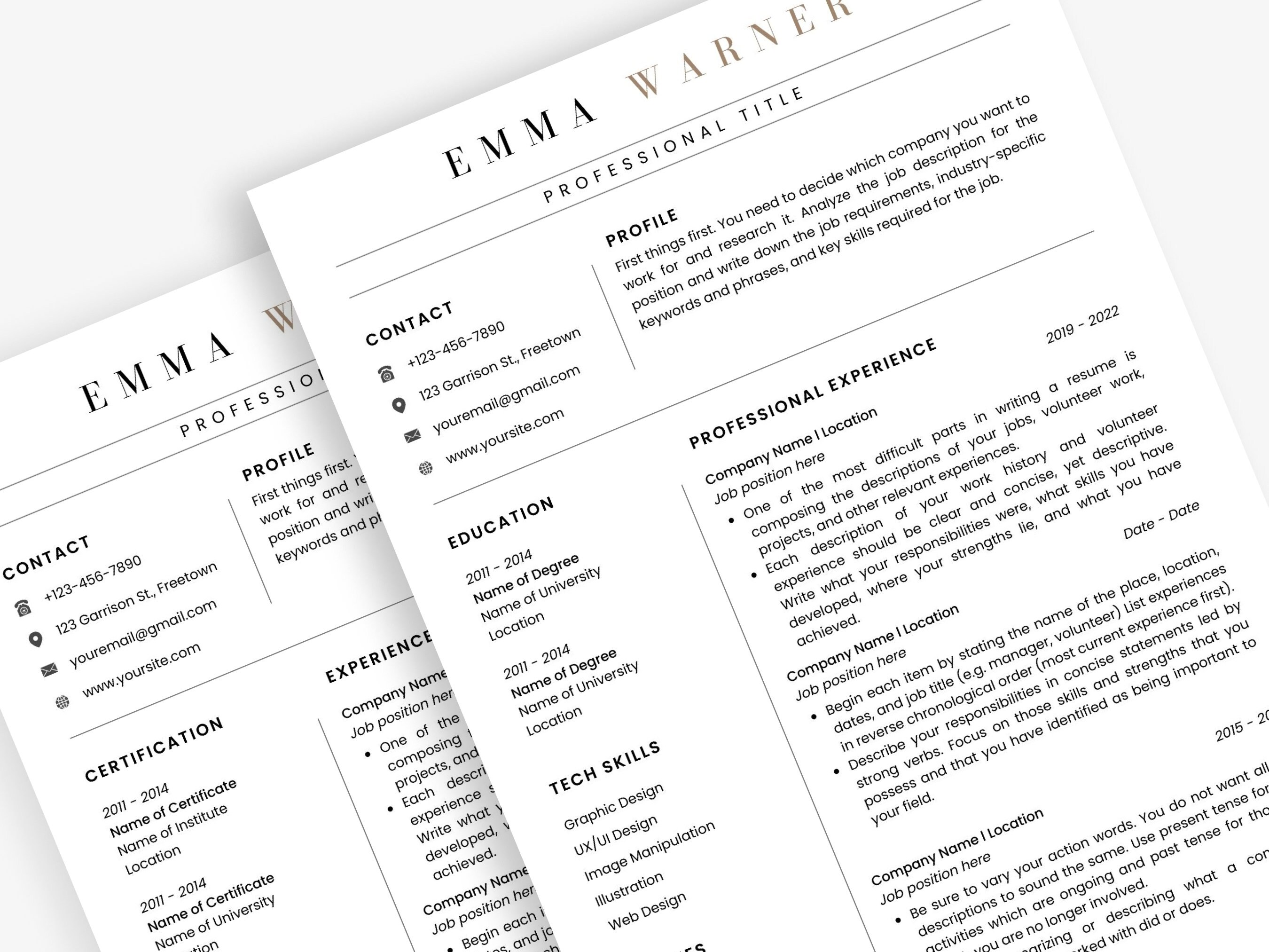 Tech Support Resume Template-ats Friendly Professional - Etsy