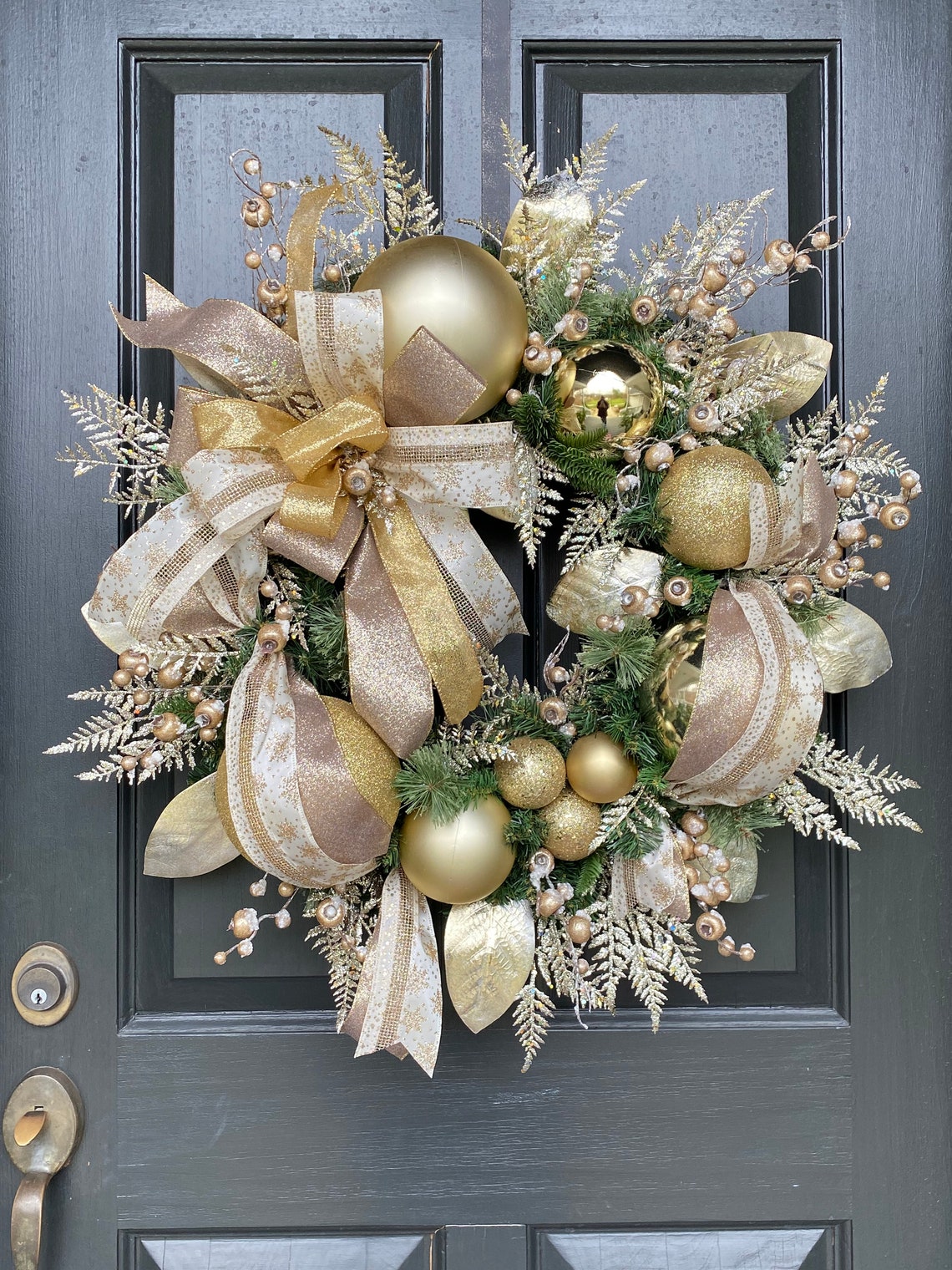 Elegant Gold Christmas Wreath for Front Door, Christmas Door Decor ...
