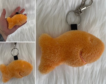 Cheese Fish Snack Plush Charm, Plush Keychain, Animal Shaped, Foodie Handmade Plushie Keychain, Made to Order