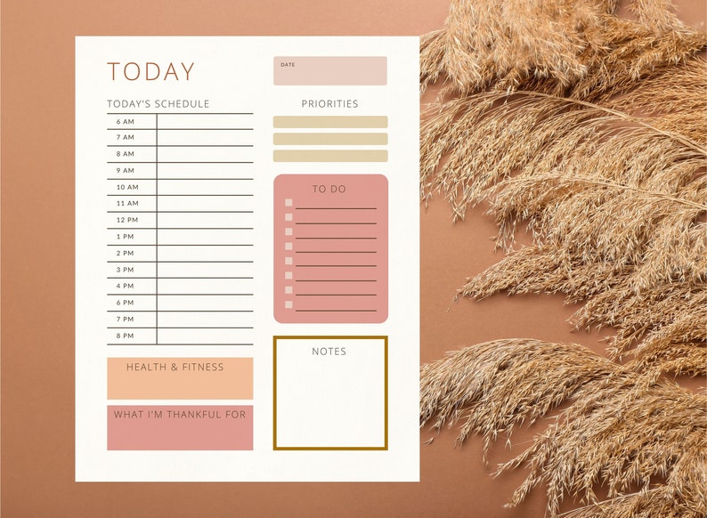 Instant download digital day planner printable daily to do list boho