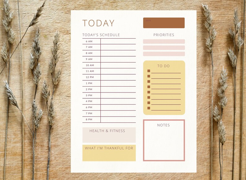 Instant Download Digital Day Planner Printable Daily To do List Boho Instant download digital day planner printable daily to do list boho