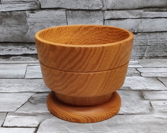 Vintage Scandinavian Wood Bowl with Pedestal: Handmade Storage Box