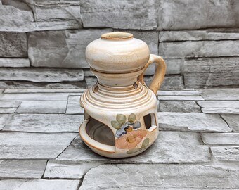 Vintage La POTERIE PROVENCE-geurolieverstuiver: handgeschilderde bloemenkeramische kaarslantaarn