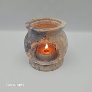 Vintage Marble Tealight Candle Holder | Hand-Carved Stone Votive | Natural Stone Lantern | Indian Lattice Decor | Gift for Candle Lovers