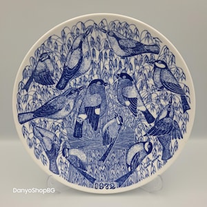 1972 Gustavsberg Sweden Jultallrik No.2 Blue Bone China Collector Plate by Sven Jonson – Vintage Scandinavian Christmas Wall Decor
