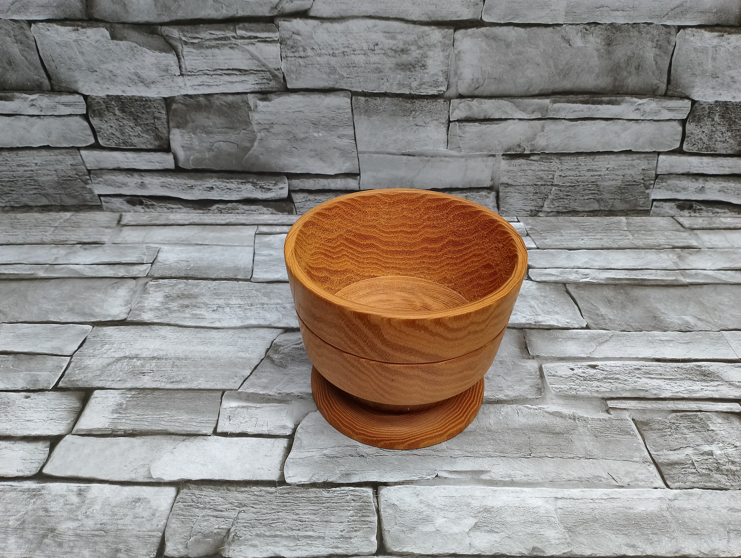 Picture of Vintage Wooden Bowl With Pedestal. Handmade From Scandinavian Wood ...
