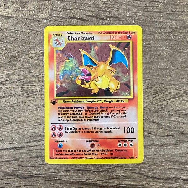 1999 Charizard 1st Edition Base set Shadowless Holographic Proxy Card