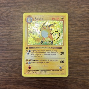 1999 1st Edition Raichu Holographic Shadowless Pokemon Proxy Card
