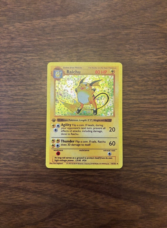 1999 1st Edition Raichu Holographic Shadowless Pokemon Proxy