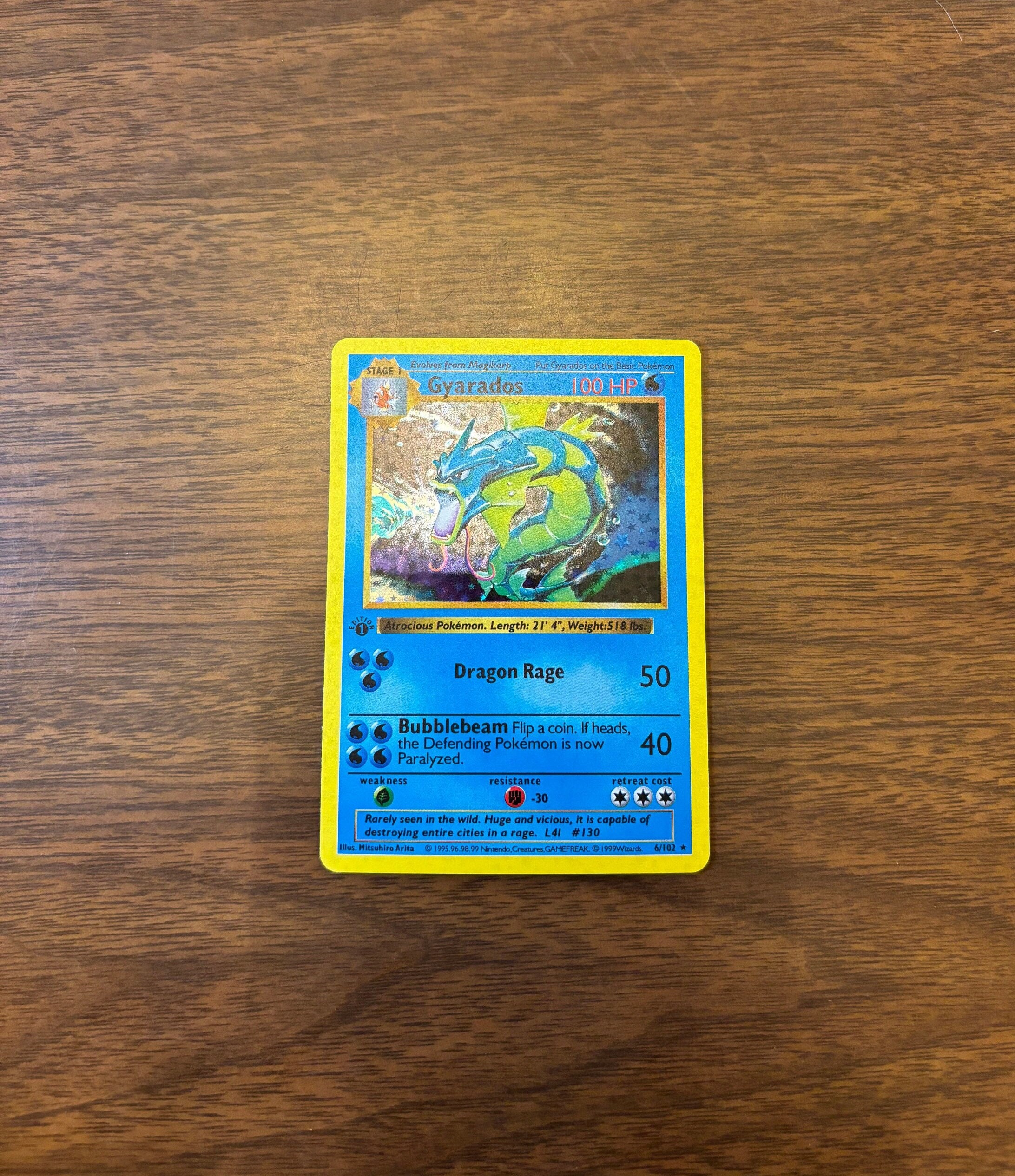 旧裏 Gyarados 初版 shadow less 1edition Shadowless Gyarados 6/102 Base Set Holo Rare WOTC Pokemon