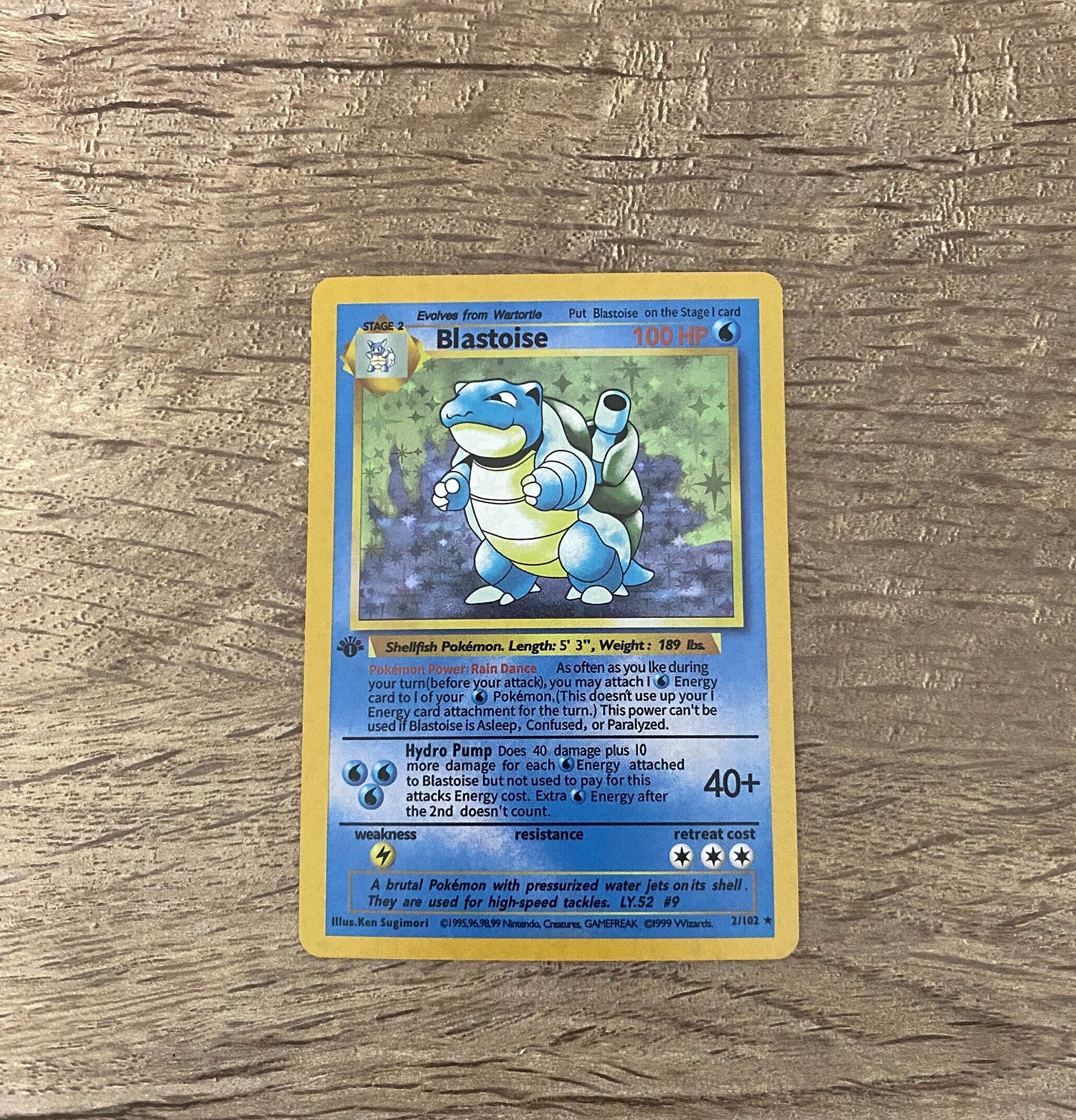 英語版初期　Blastoise 1st Edition Shadowless 1999 Blastoise 1st Edition Shadowless Holographic Proxy Card