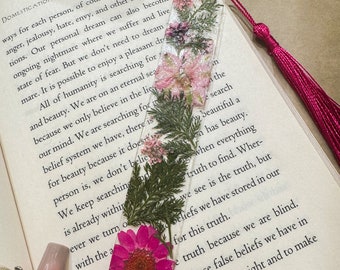 Marcapáginas de flores secas, marcapáginas hecho a mano, regalo de graduación, regalo del Día de la madre, regalo para amantes de los libros, libro esencial