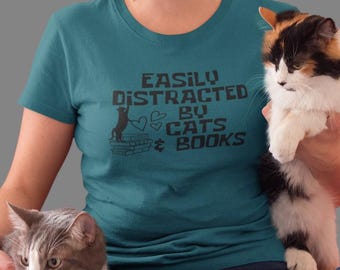 Leicht abgelenkt von Katzen und Büchern SVG, Katze PNG (Digitale Datei)