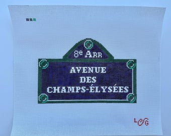 Parisian Street Sign Needlepoint Canvas