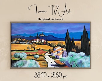 Cornice TV con paesaggio italiano, cornice TV Samsung, arte originale, splendida Toscana
