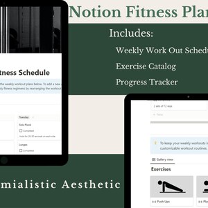 Workout Calendar Notion Template Fitness Tracker Weight Loss Journal Self Care Planner Beginner Workout Plan Fitness Planner Fitness Journal