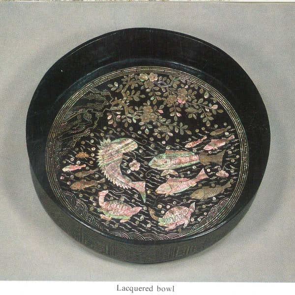 Korea Lacquered Bowl with mother of pearl inlay yin dynasty 18th century