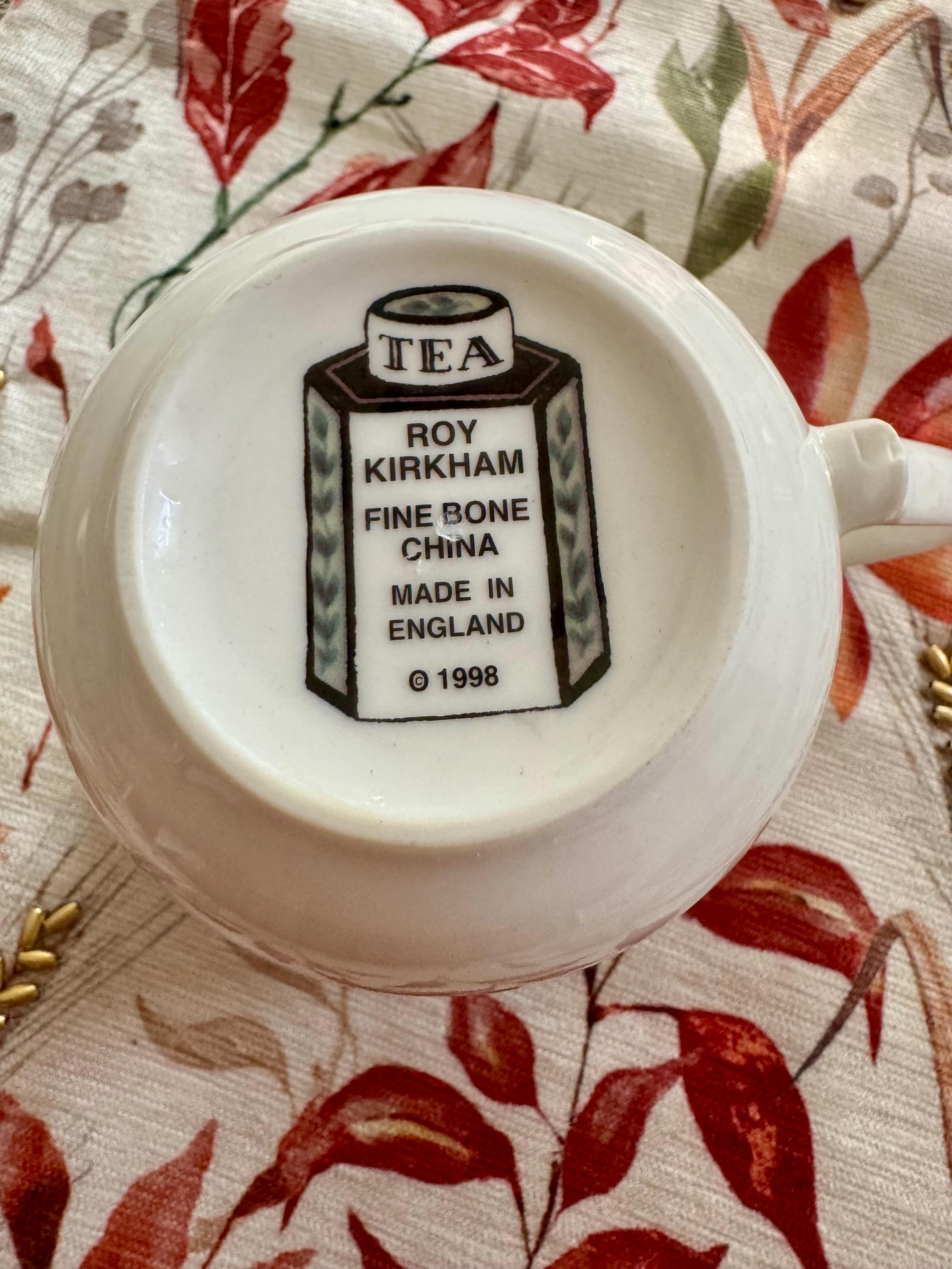 Roy Kirkham Tea Oversized Teacup and Saucer Fine Bone China Made