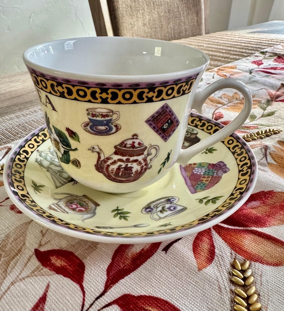 Roy Kirkham Tea Oversized Teacup and Saucer Fine Bone China Made