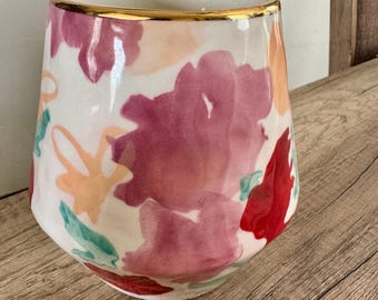 Anthropologie LaRue Watercolor Floral Vase