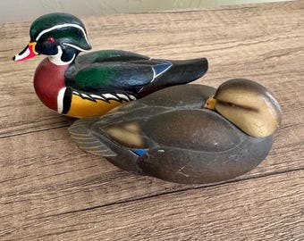 Jett Brunet Ducks unlimited miniature “Wood Duck” & “Black Duck Decoy”