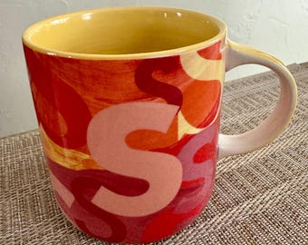 Anthropologie Lottie Monogram Mug "S" Initial Multicolor