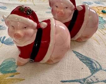 Christmas Santa Pig Salt & Pepper Ceramic Shakers