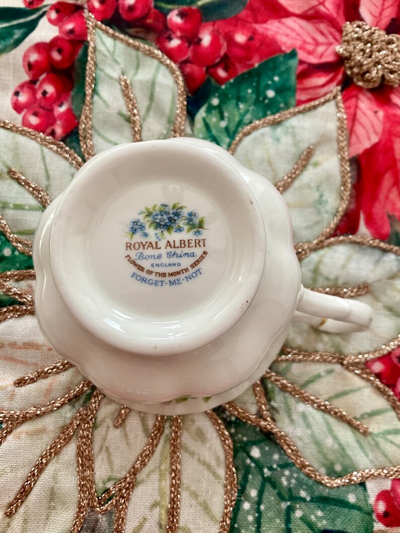 Royal Albert July Teacup and Saucer Me Not Flower of the Month