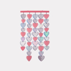 Pink Cascading Hearts Wall Decor, Pink Decor, College Dorm Decor for College Girls, Girls Bedroom Decor, Kids Room Decor