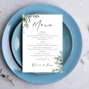 Menu de casamento elegante – Cardápio personalizável para casamentos, banquetes e celebrações especiais – Opções de jantar personalizadas para eventos